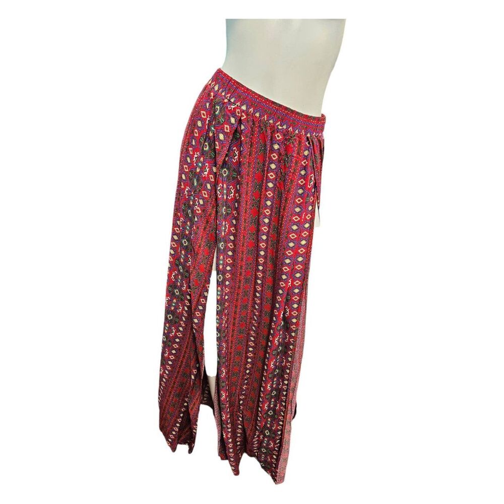 Shein Boho Red Maxi Skirt Womens Size 6 Double Side Slit - Picture 2 of 7
